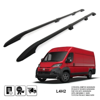 Hliníkové podélné střešní nosiče černé L4H2 - Fiat Ducato